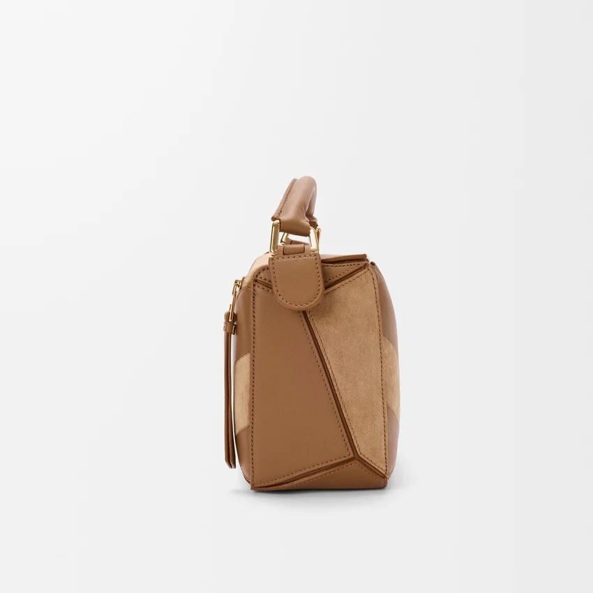 L0ew* Small Puzzle Bag Oak Suede For Women 9.4in/24cm A510S21XBR