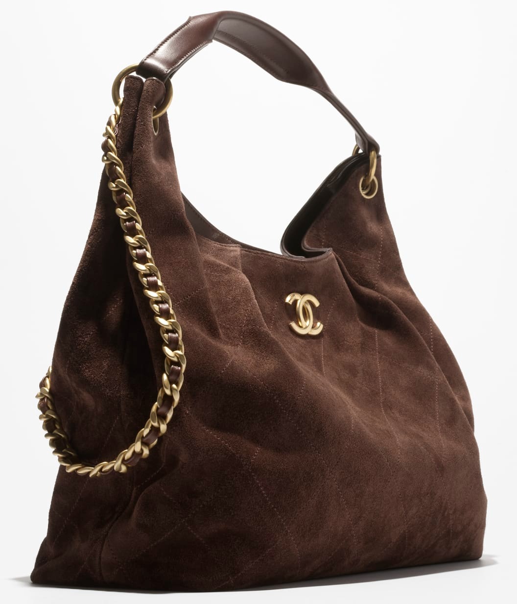 Ch**el Maxi Hobo Bag Dark Brown For Women 15in/38cm‎ AS6016-B22708-U3950