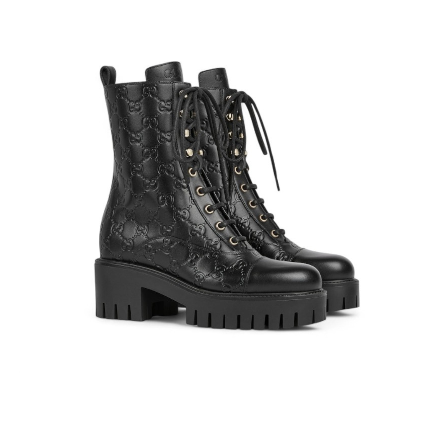 Gvc*1 Lace-Up Ankle Boots With GG Black For Women 840739 AAE5Q 1000