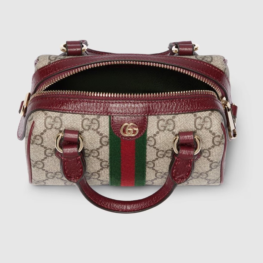 Gvc*1 Ophidia Mini Boston Bag Beige And Brown GG For Women 6.3in/16cm ‎838478 FAE0P 9789