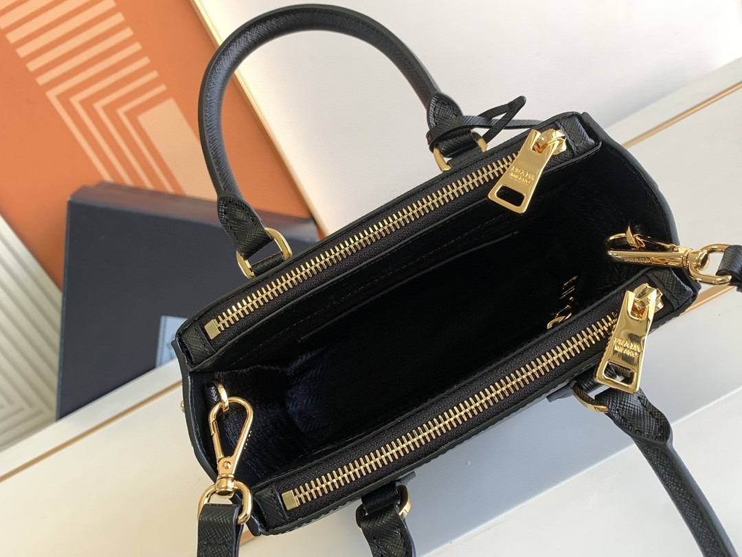 [True-to-ORIGINAL] Pra*a Galleria Saffiano Mini Bag Black For Women 7.8in/20cm 1BA906_NZV_F0002_V_EOM