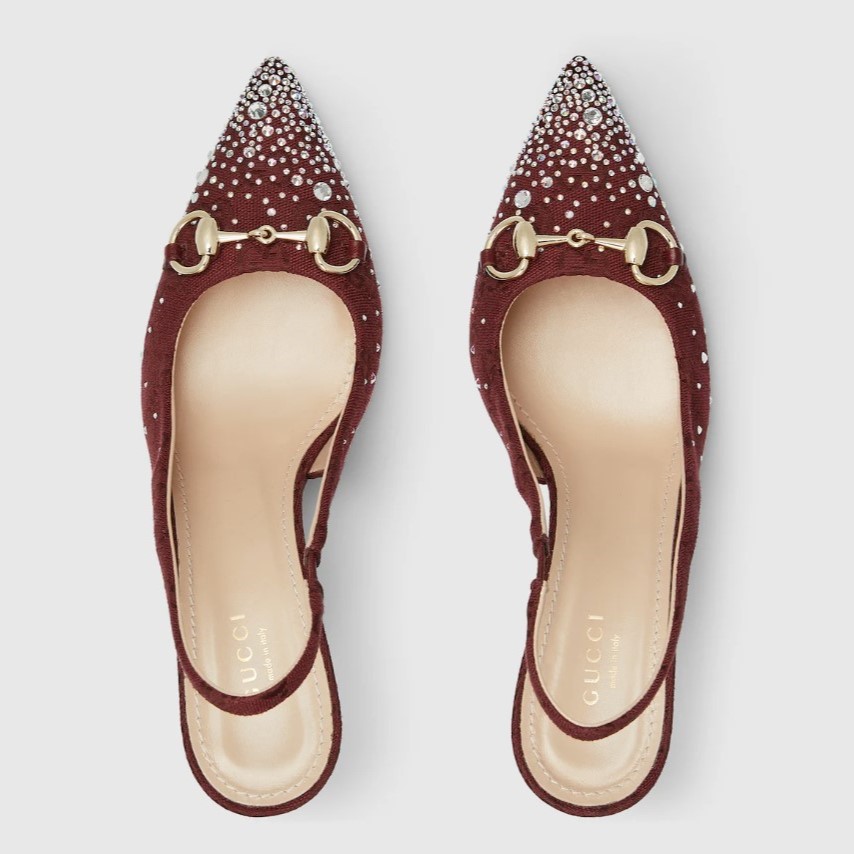 Gvc*1 Slingback Pump With Crystal Horsebit Rosso Ancora Red For Women 812176 FAD21 8552