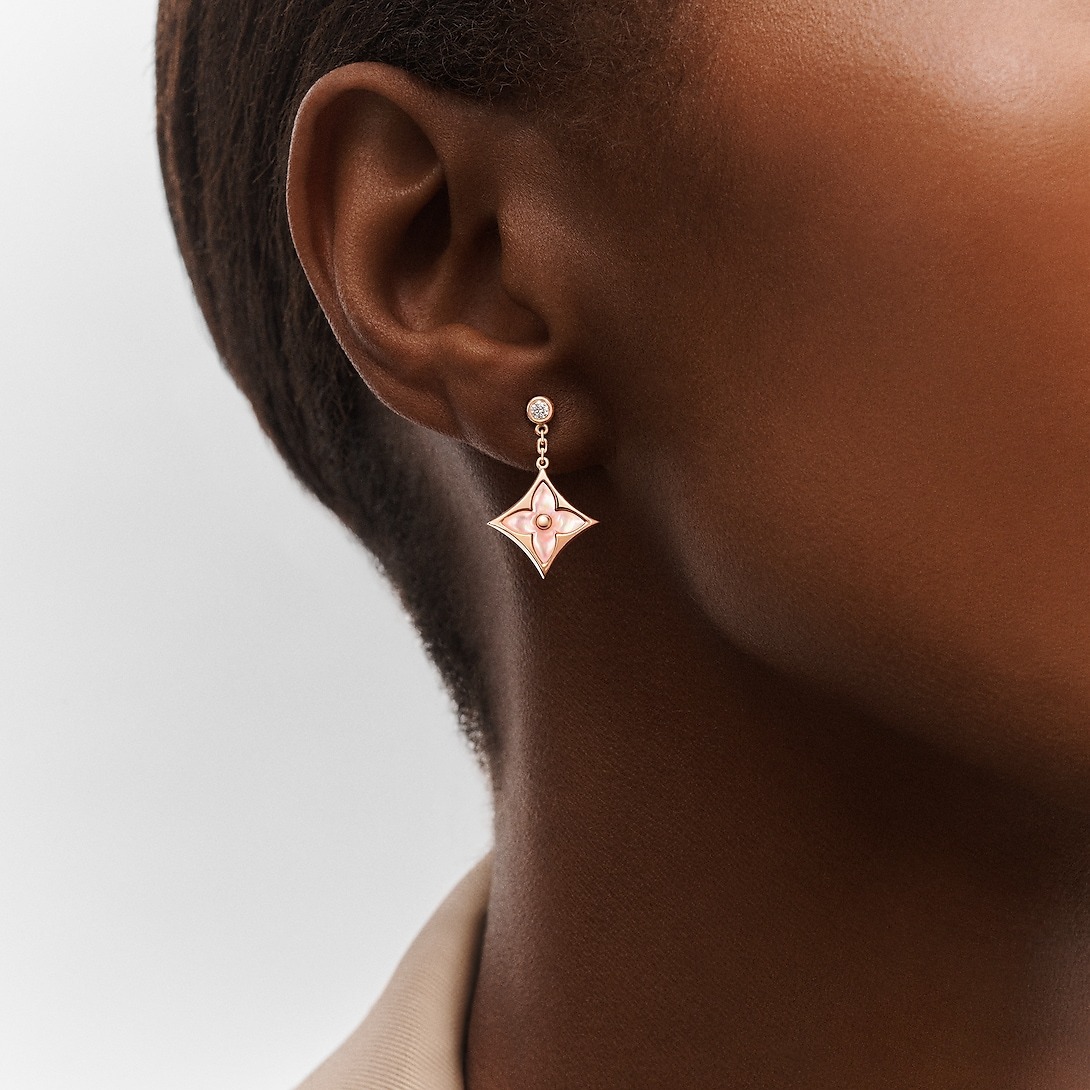 L0vis Vvtt0n Color Blossom BB Star Earrings Pink For Women Q96667