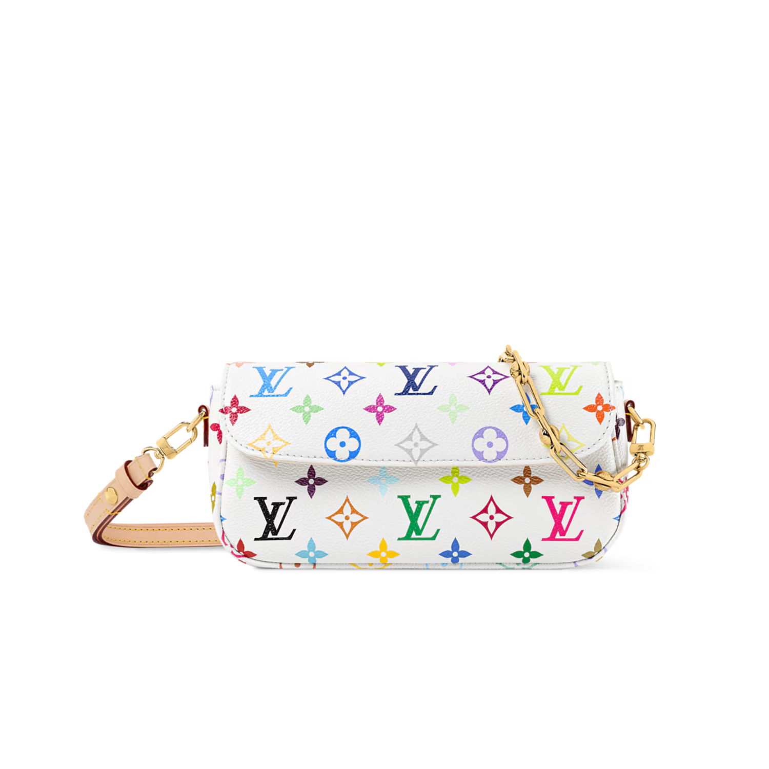 L0vis Vvtt0n LV x TM Wallet On Chain Ivy Crossbody Bag 9.3in/ 24cm Multicolor Gold Hardware For Women M27492
