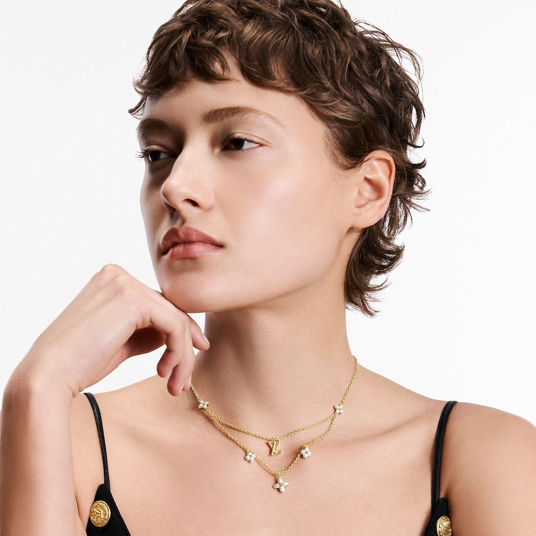 L0vis Vvtt0n LV Floragram Necklace White Gold Hardware For Women M00981