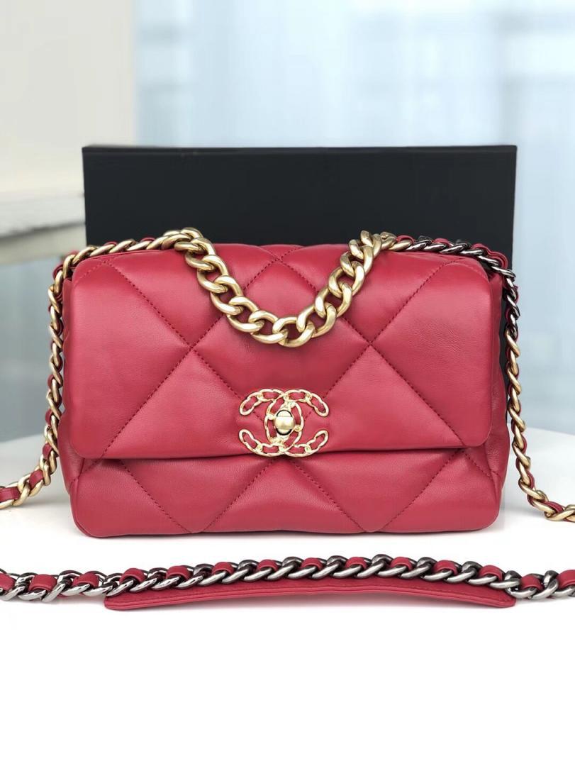 Ch**el 19 Handbag 26cm Red For Women AS1160