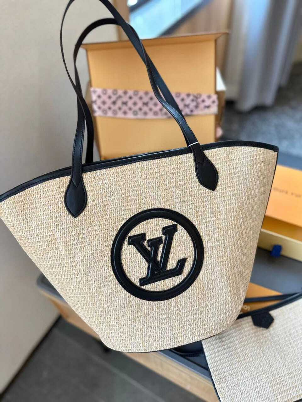 L0vis Vvtt0n Saint Jacques Raffia Beige For Women, Women’s Handbags, Shoulder And Crossbody Bags 22.4in/57cm LV