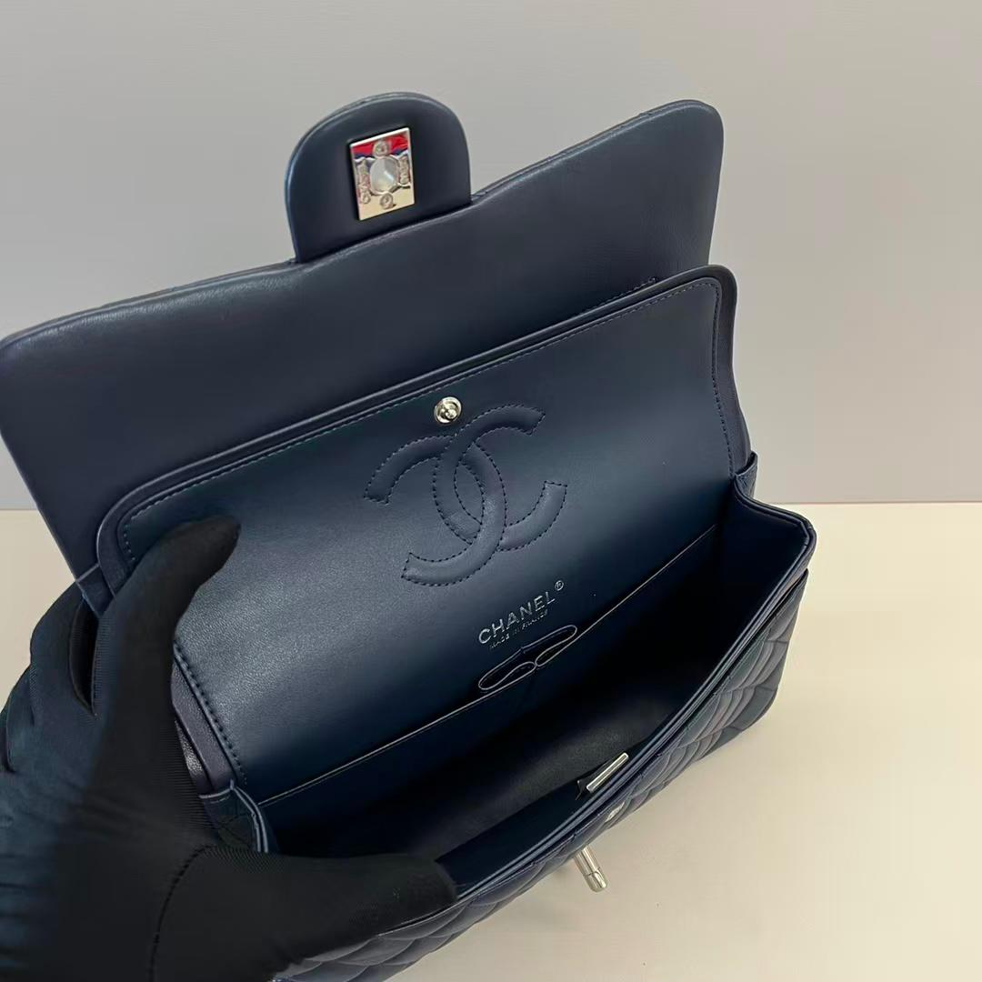[True-to-ORIGINAL] Ch**el Classic 11.12 Handbag Navy Blue For Women 9.9in/25.5cm
