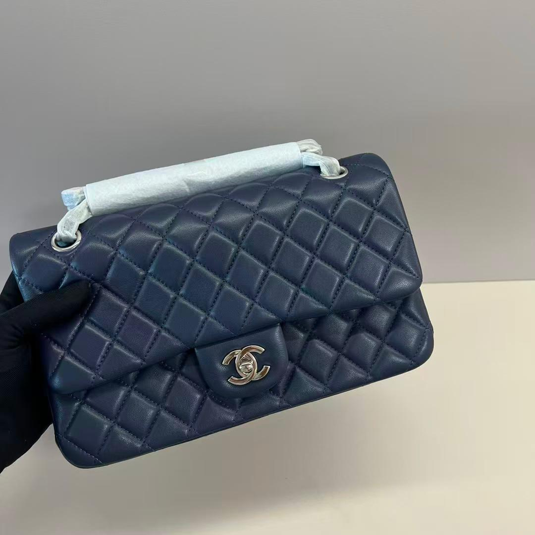 [True-to-ORIGINAL] Ch**el Classic 11.12 Handbag Navy Blue For Women 9.9in/25.5cm