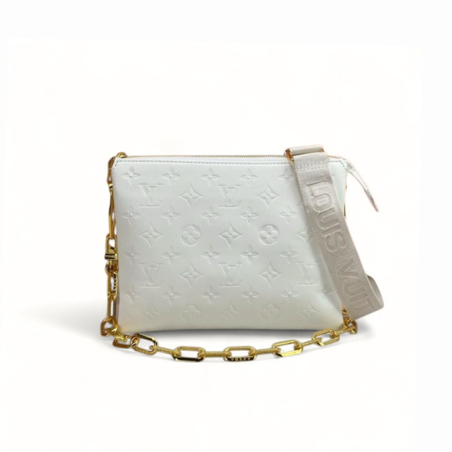L0vis Vvtt0n Coussin PM Monogram-Embossed Cream For Women 10.2in/26cm LV M57793