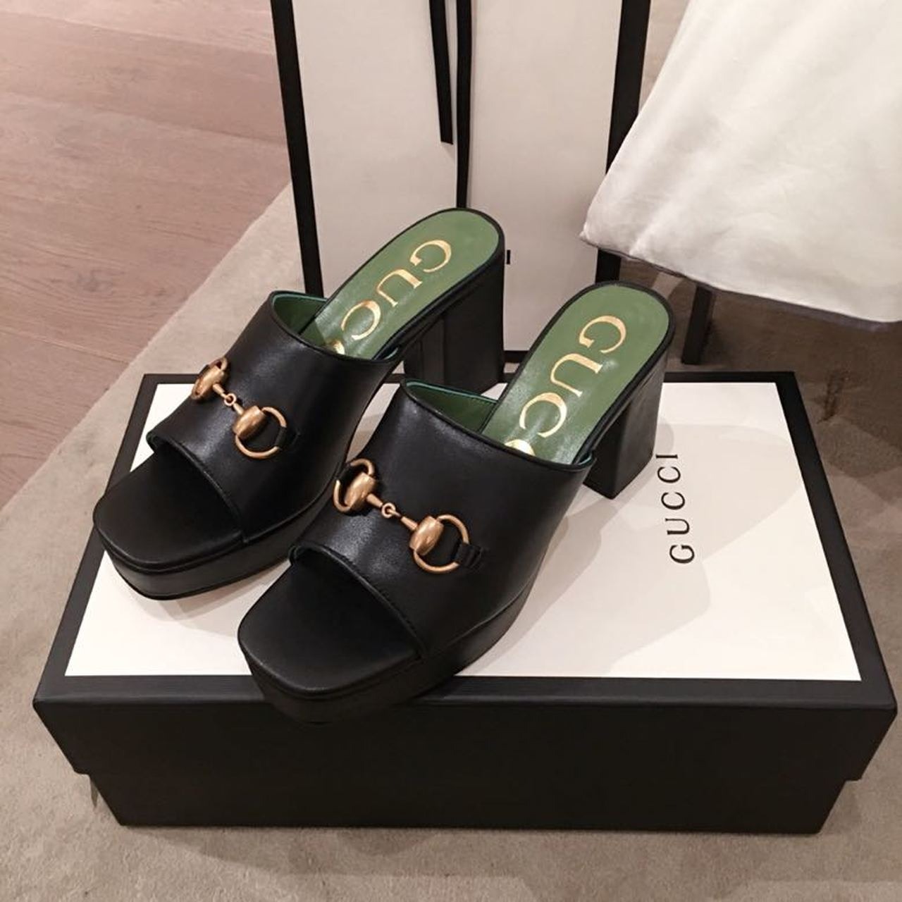 Gvc*1 Horsebit Platform Mules Black For Women