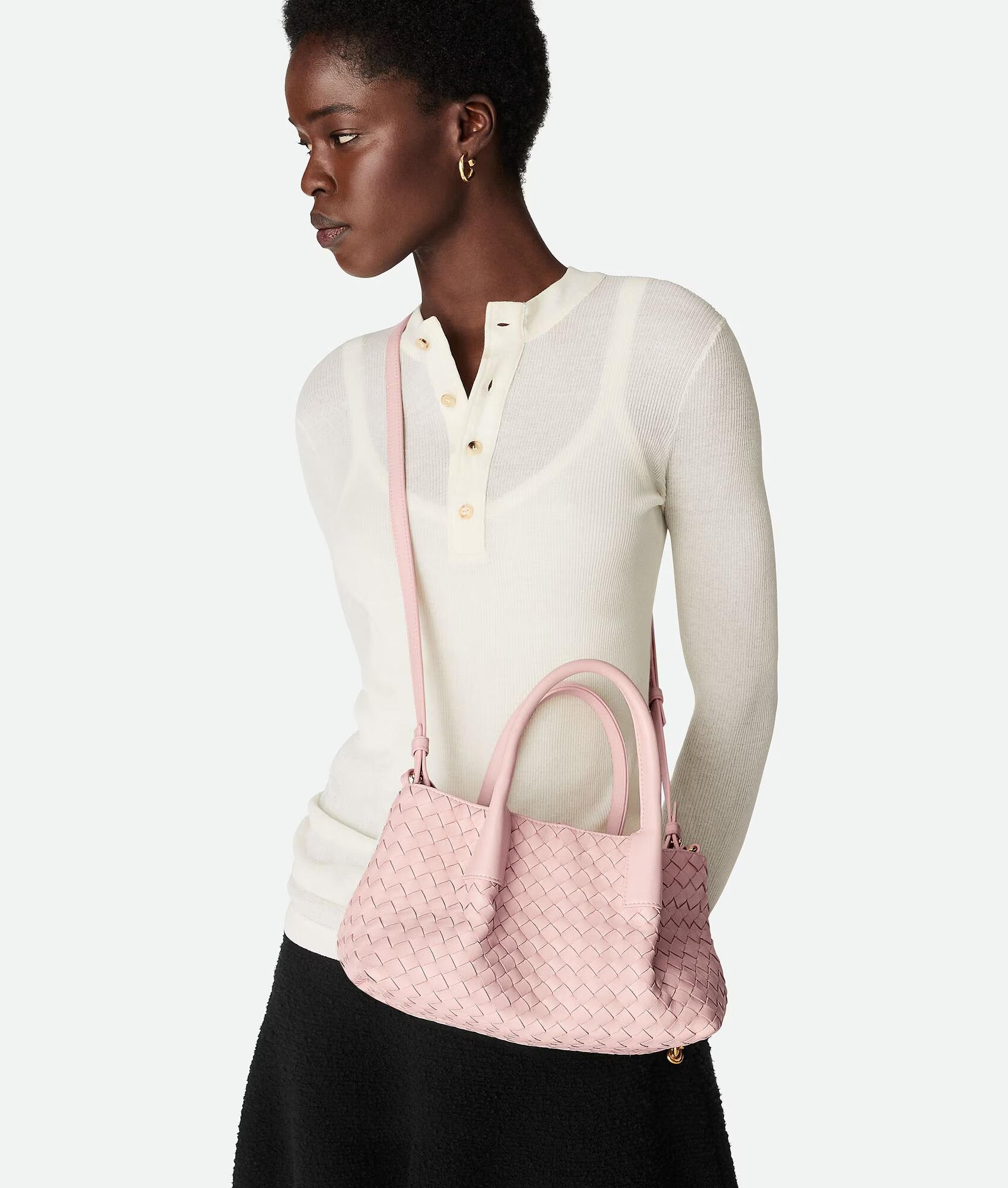 [True-to-ORIGINAL] B0tt*ga Ven*ta Small Pinacoteca Rose For Women 24cm/9.4in – 819004V5AG16873