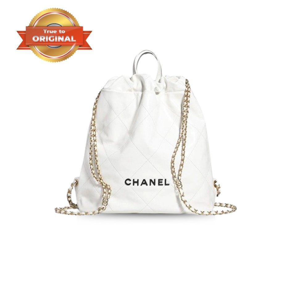 [True-to-ORIGINAL] Ch**el Large Ch**el 22 Backpack White For Women, Women’s Bags 19.9in/51cm AS3313 B08037 10601