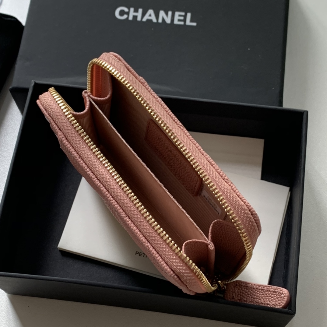 Ch**el Zipped Coin Purse Pink Bag For Women 10.9cm/4.3in AP1650 Y33352 NI687