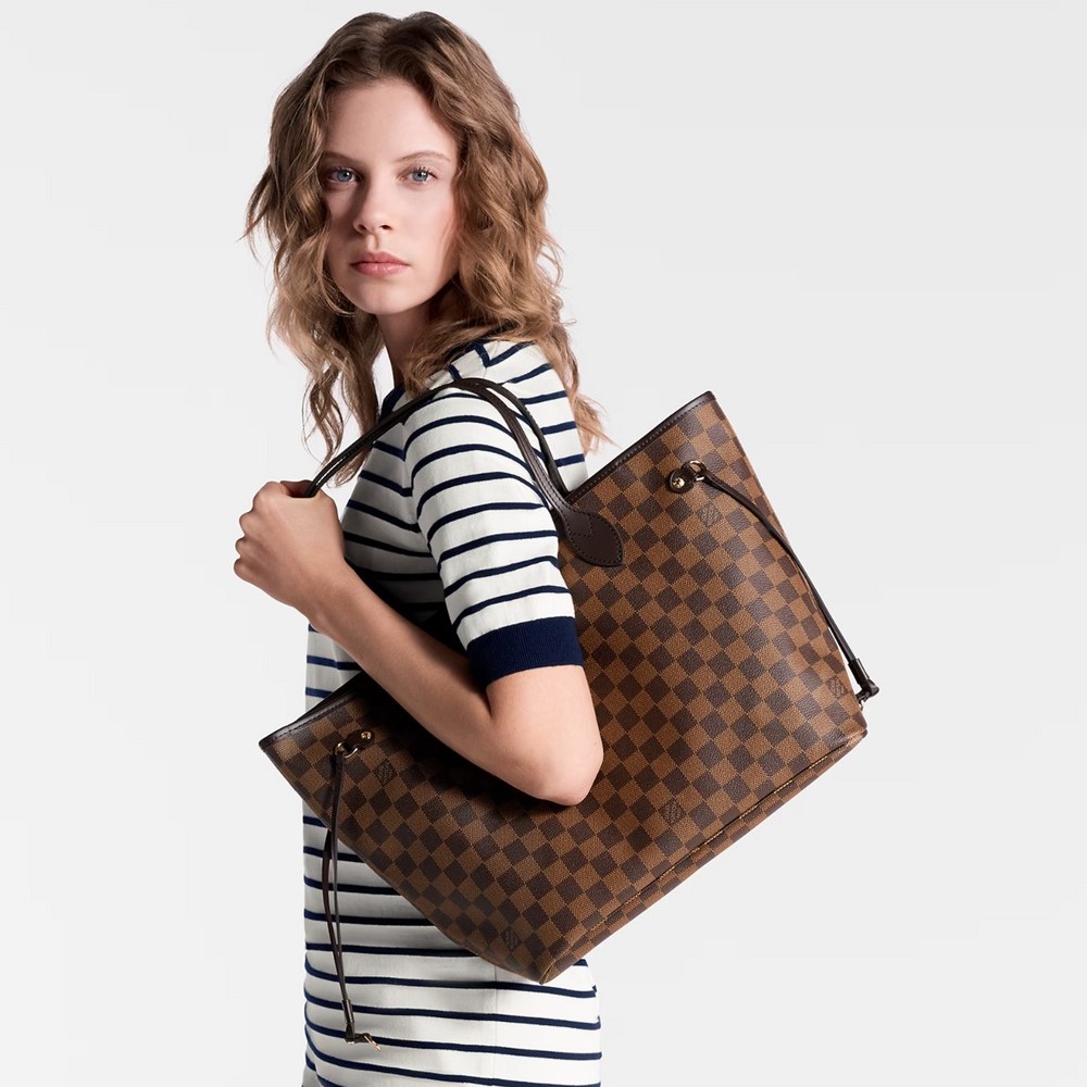 [True-to-ORIGINAL] L0vis Vvtt0n Neverfull MM Tote Bag Brown For Women‎ 12.2in/31cm LV N40599