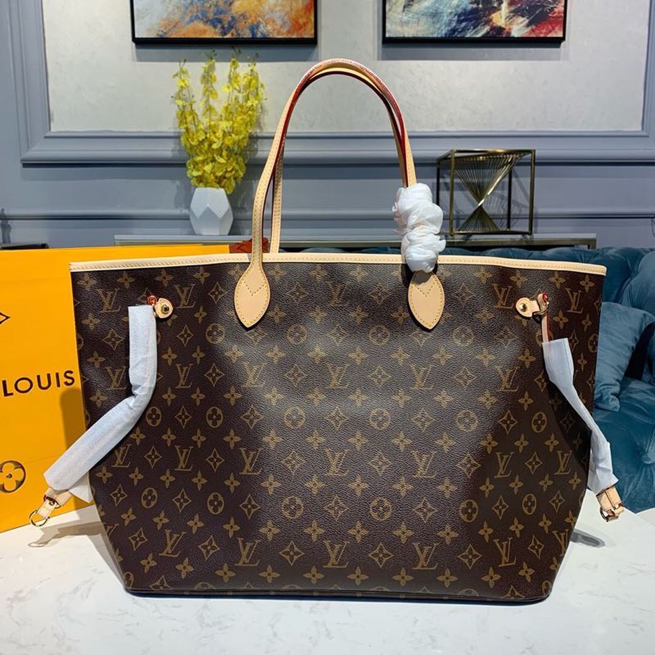 L0vis Vvtt0n Neverfull GM Tote Bag Monogram Canvas Rose Ballerine Pink For Women, Women’s Handbags, Shoulder Bags 15.7in/39cm LV