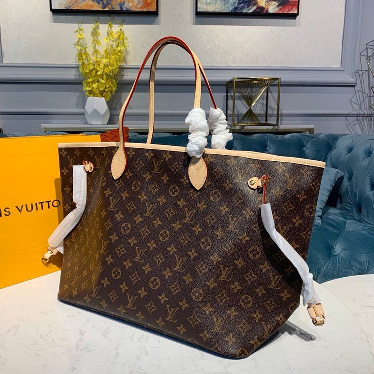 L0vis Vvtt0n Neverfull GM Tote Bag Monogram Canvas Rose Ballerine Pink For Women, Women’s Handbags, Shoulder Bags 15.7in/39cm LV