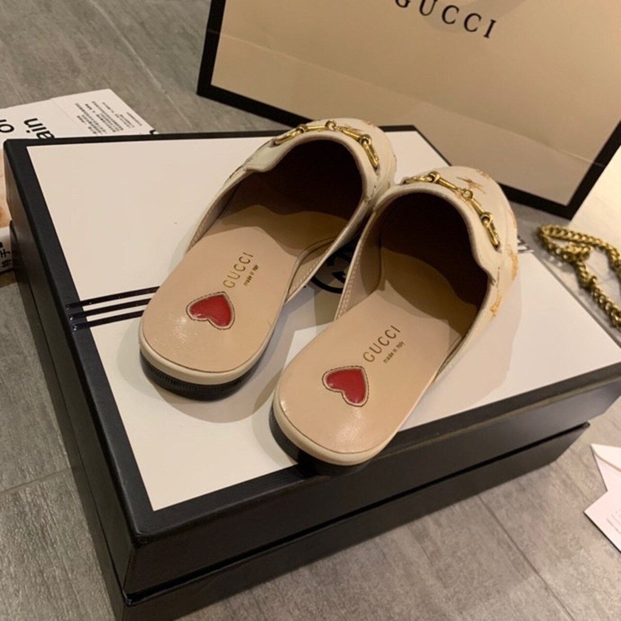 Gvc*1 Princetown Slipper With Bee Stars Beige For Women GG