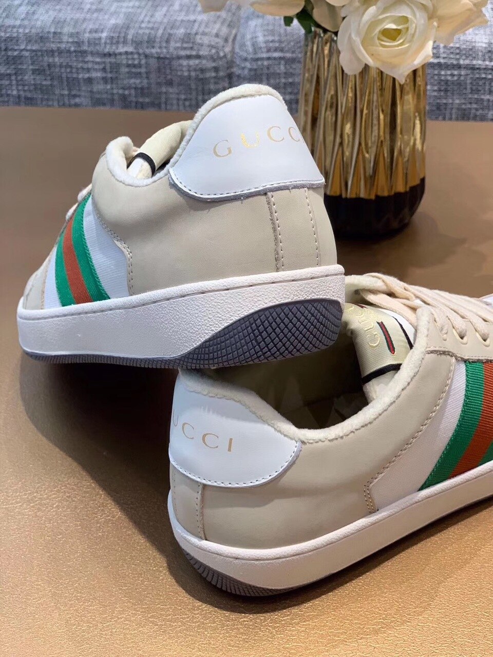 Gvc*1 Women’s Screener Sneaker With Web Beige/White For Women GG