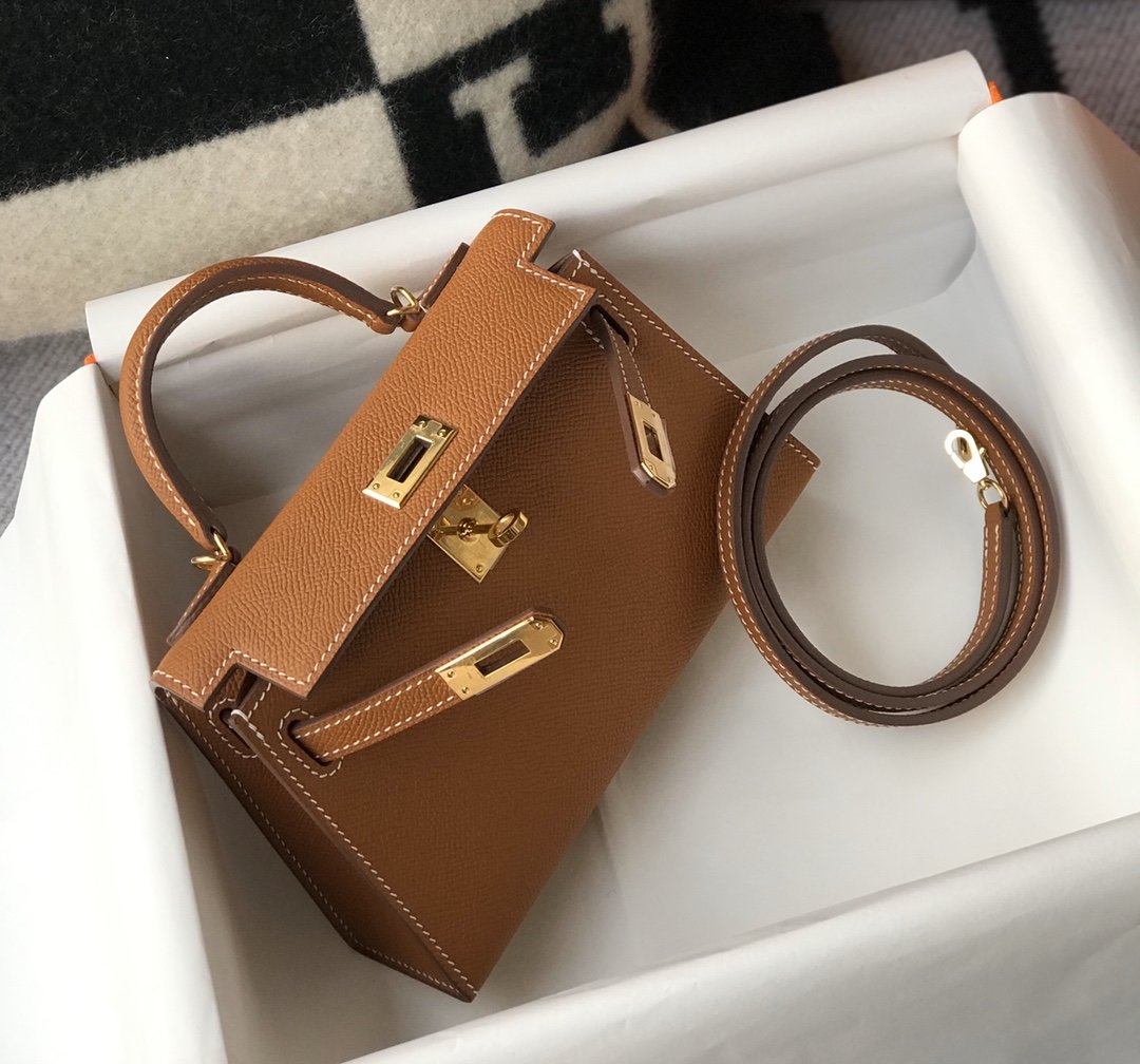 H**me5 Mini Kelly 19 Sellier Epsom Brown Bag For Women, Women’s Handbags, Shoulder Bags 7.5in/19cm