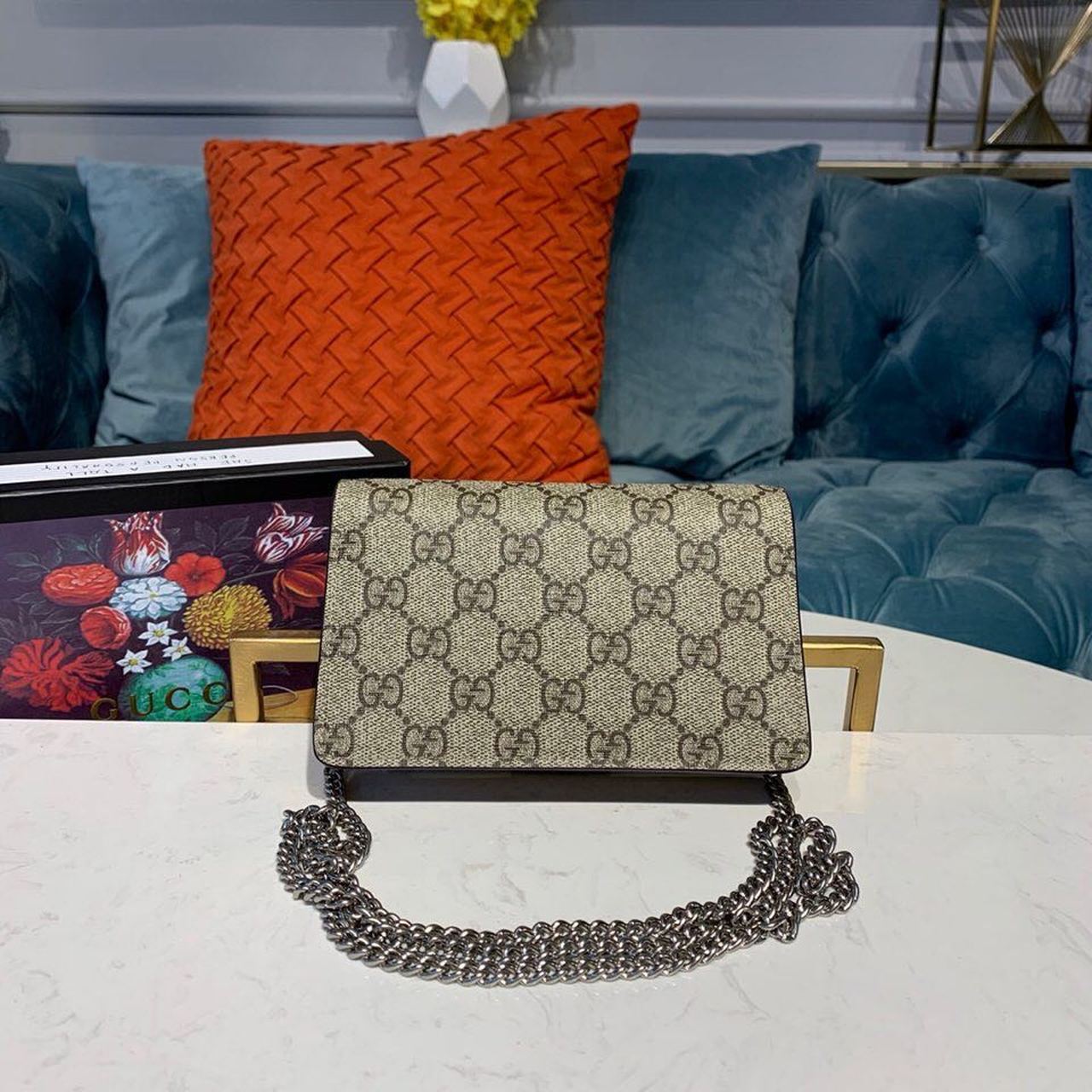 Gvc*1 Dionysus S*per Mini Bag Emerald GG Svp*me Canvas Made Using An Earth-Conscious Process With Taupe Detail For Women 6.5in/16.5cm GG 476432 KHNRN 8642