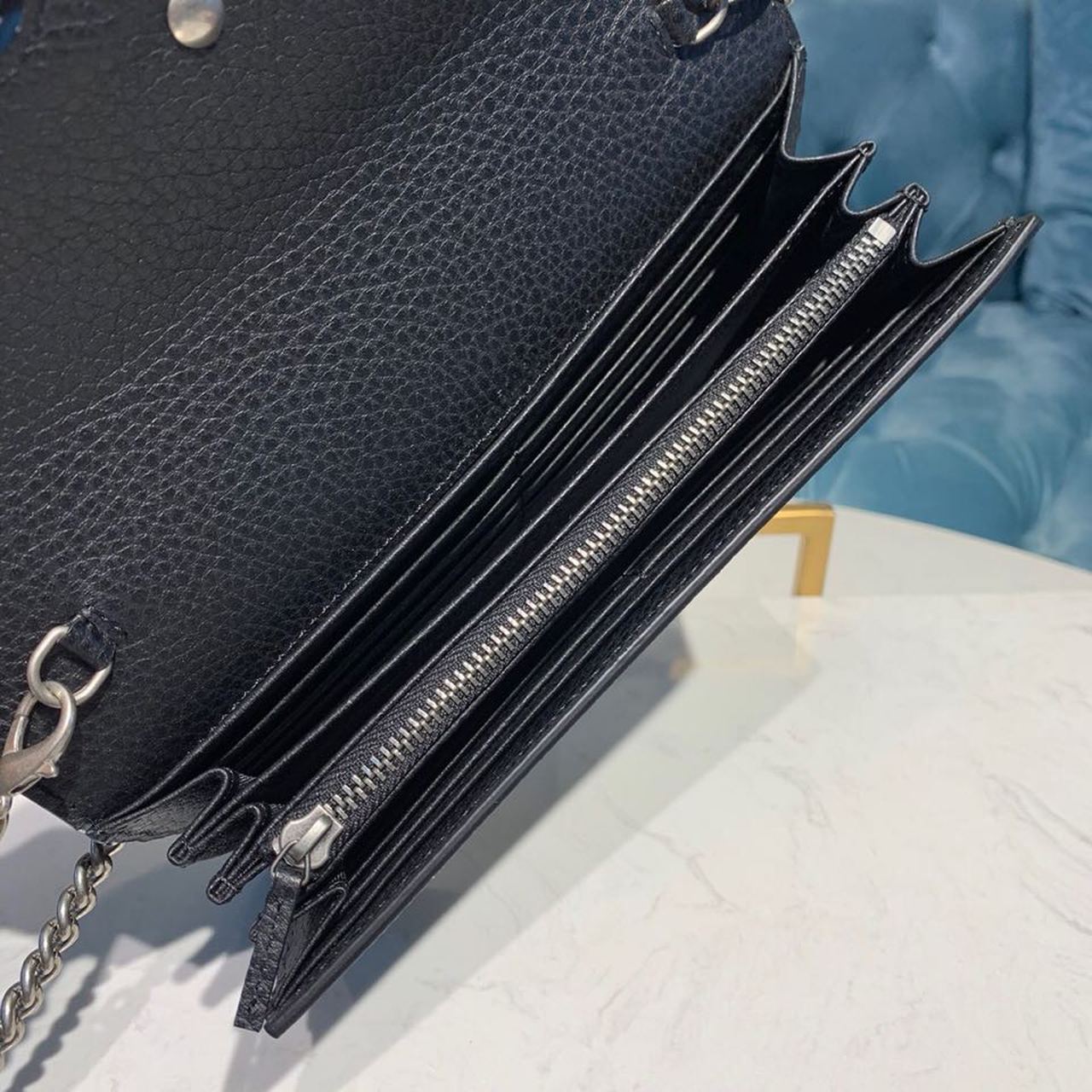 Gvc*1 Dionysus Mini Chain Bag Black Metal-Free Tanned For Women 8in/20cm GG 401231 CAOGN 8176