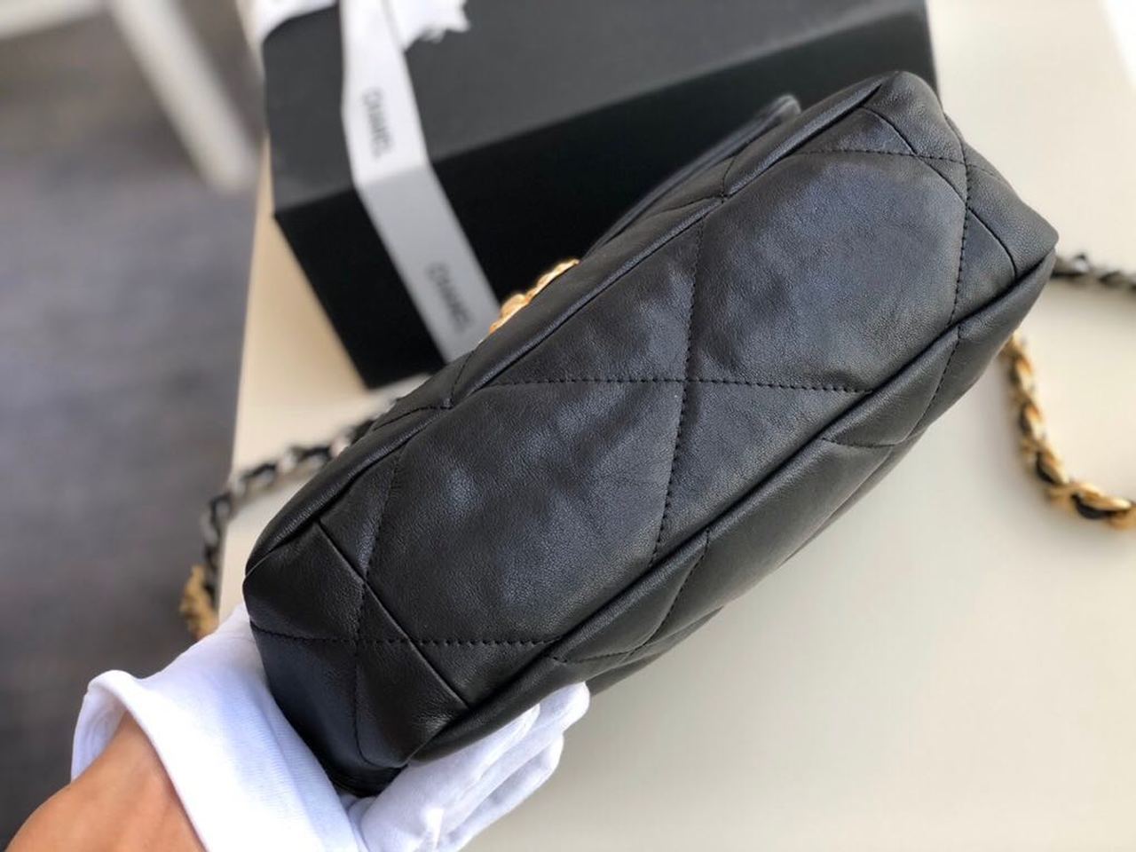 Ch**el 19 HandBag Black For Women 10.1in/26cm AS1160