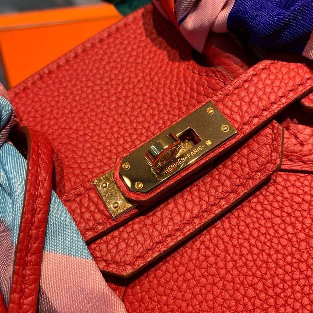 H**me5 Birkin Red Semi Handstitched With Gold Toned Hardware For Women 30cm/11.8in