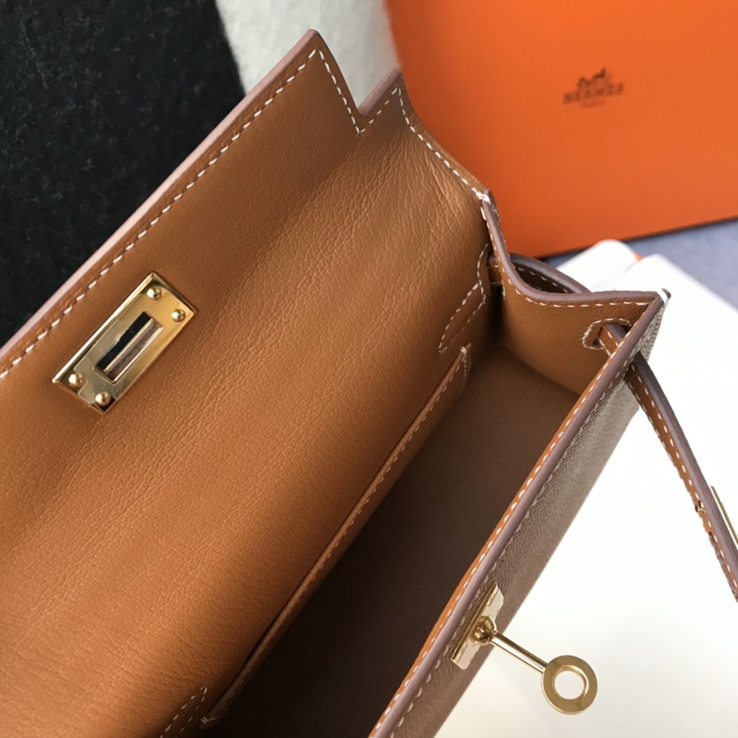 H**me5 Mini Kelly 19 Sellier Epsom Brown Bag For Women, Women’s Handbags, Shoulder Bags 7.5in/19cm