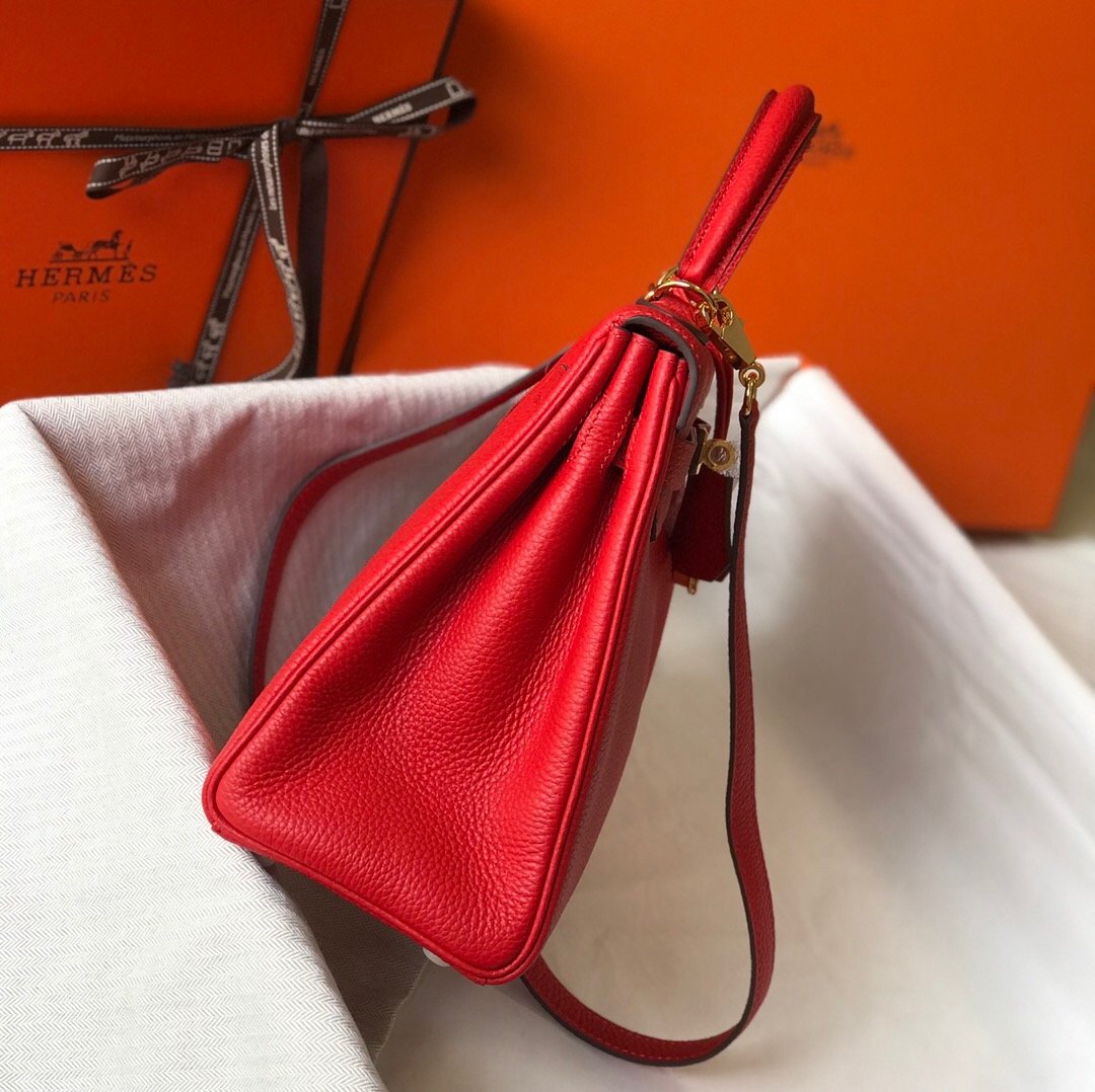 H**me5 Kelly 28 Rouge Casaque Togo Bag For Women, Women’s Handbags, Shoulder Bags 11in/28cm