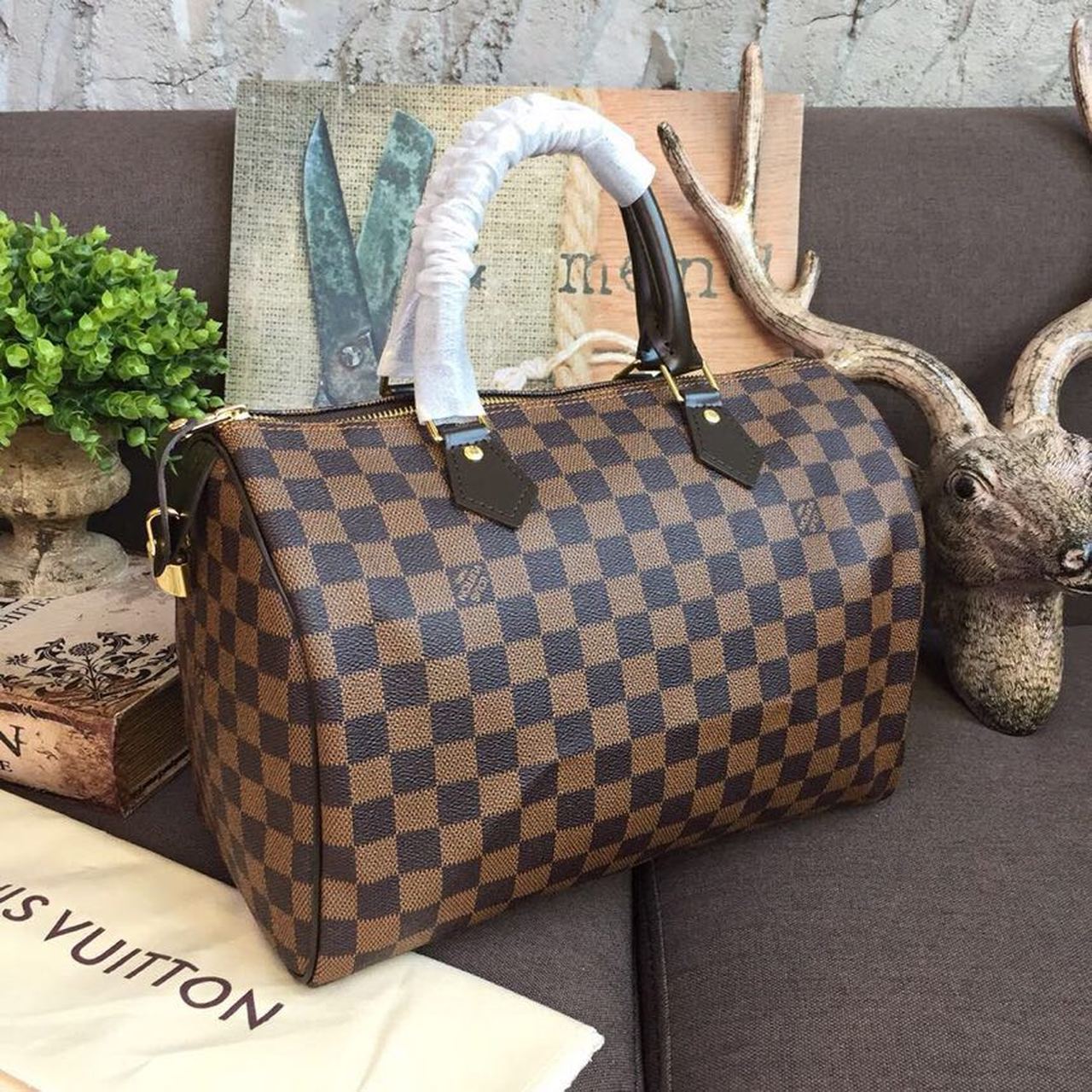 L0vis Vvtt0n Speedy 30 Bag Damier Ebene Canvas For Women 11.8in/30cm Brown LV N41364