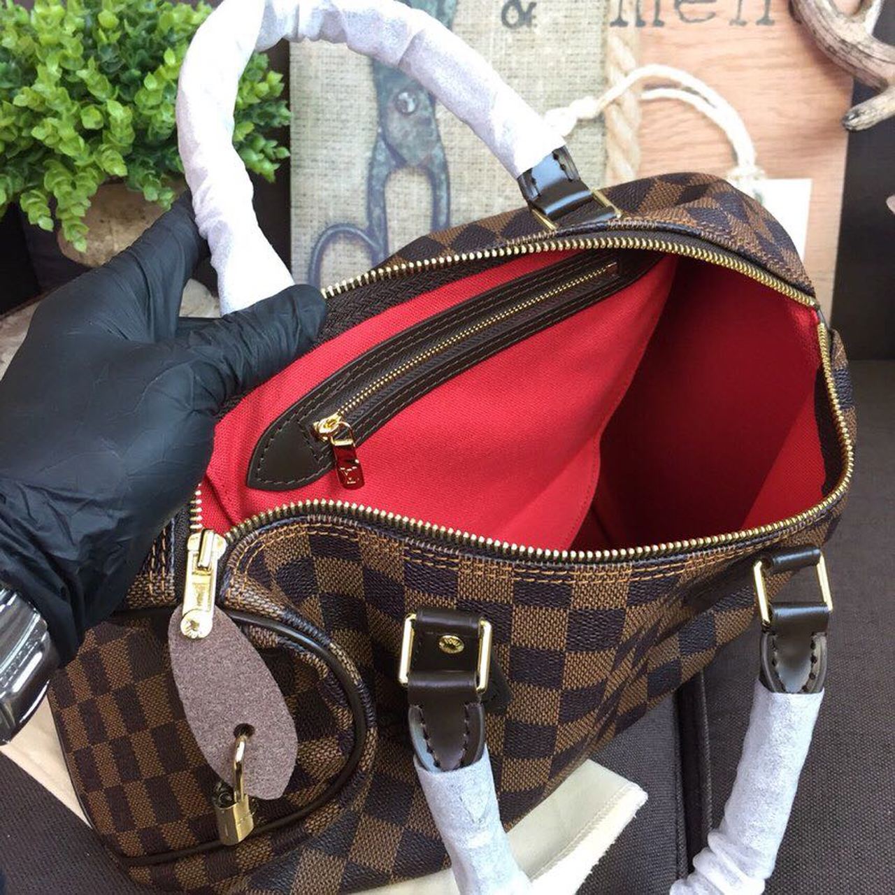 L0vis Vvtt0n Speedy 30 Bag Damier Ebene Canvas For Women 11.8in/30cm Brown LV N41364