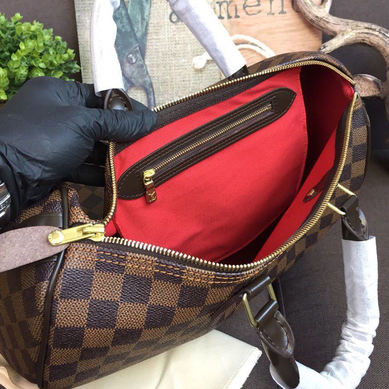L0vis Vvtt0n Speedy 35 Damier Ebene Canvas For Women, Women’s Handbags, Travel Bags 13.8in/35cm LV N41363
