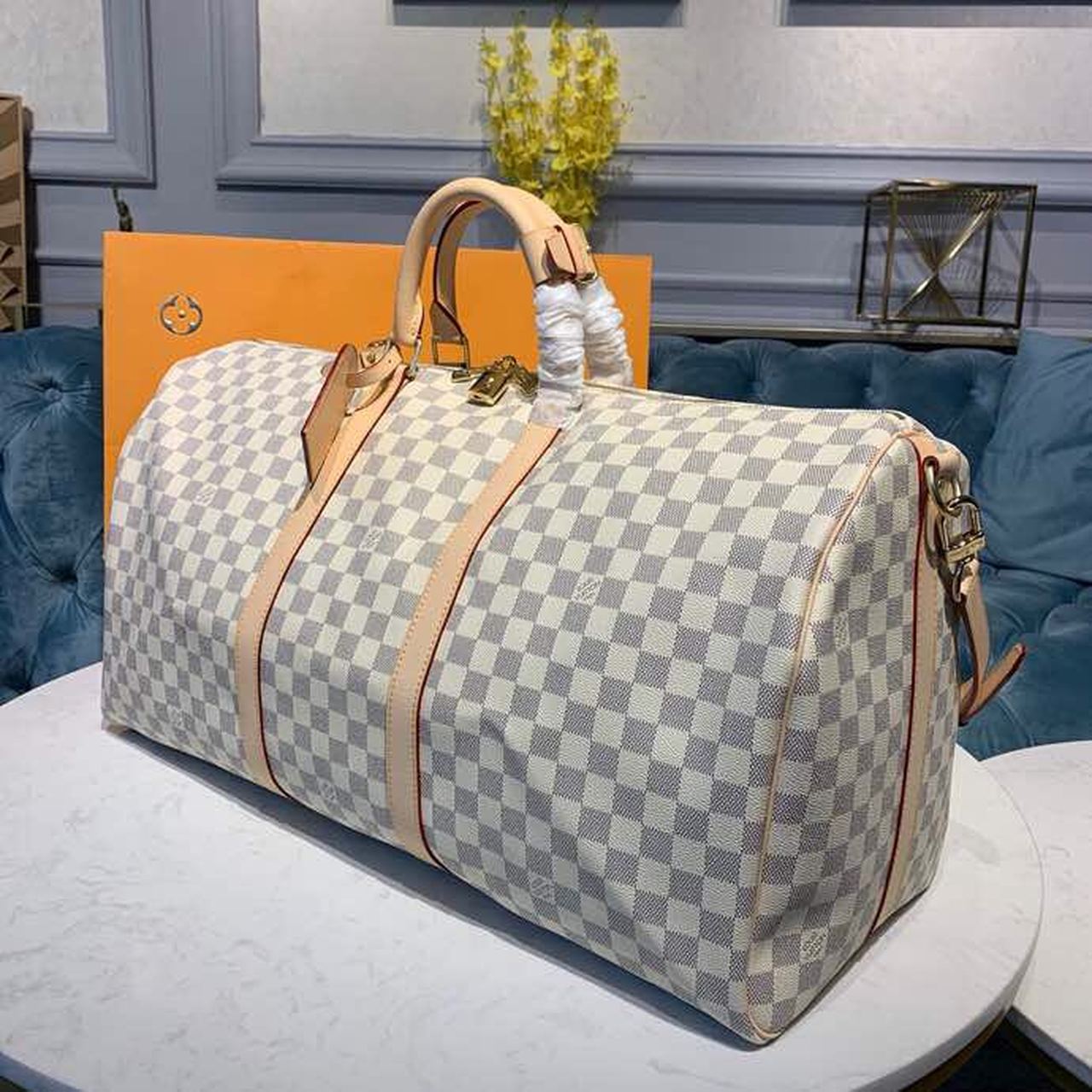L0vis Vvtt0n Keepall Bandouliere 55 Damier Azur Canvas, Travel Bags 21.7in/55cm LV N41429