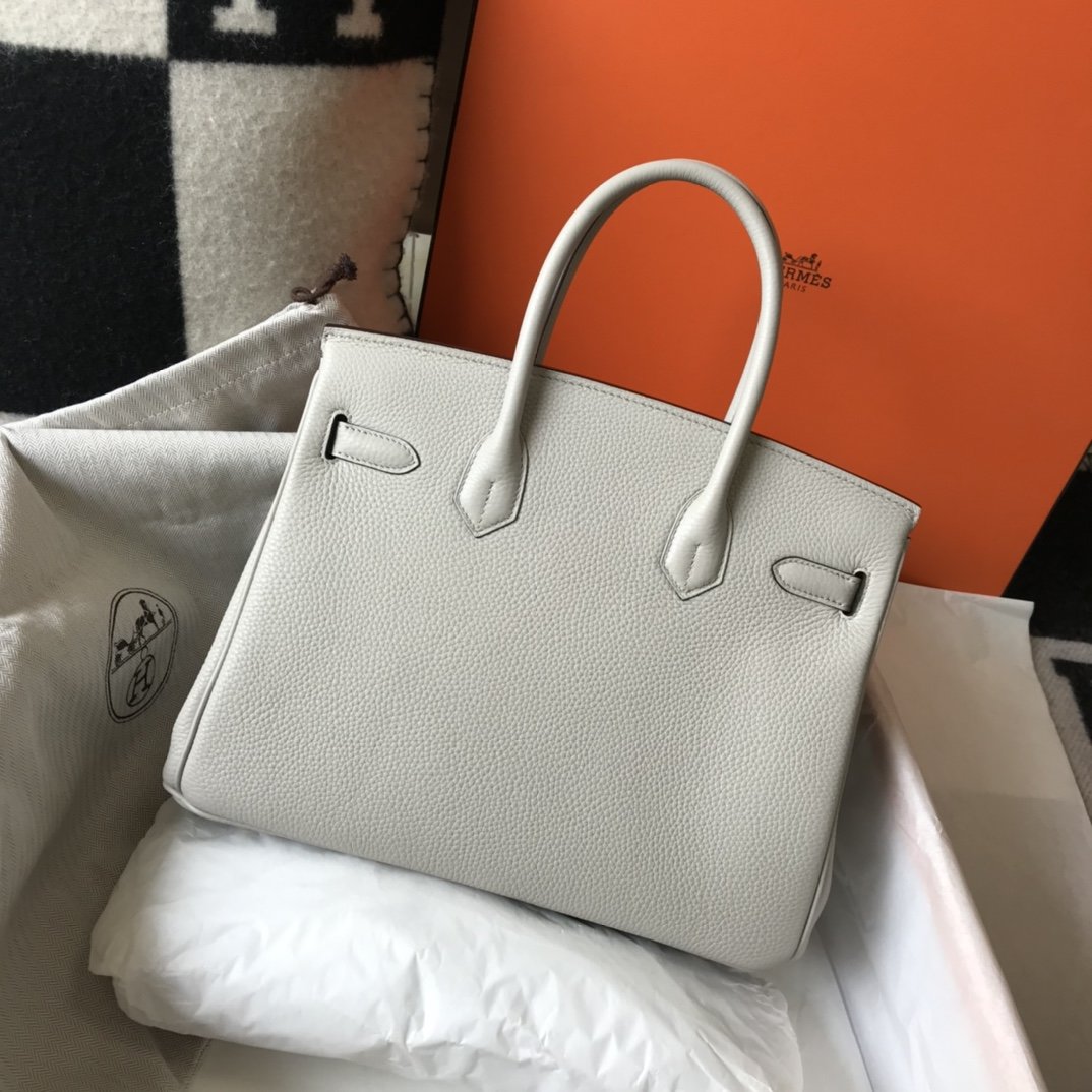 H**me5 Birkin White For Women Gold-Toned Hardware 11in/30cm
