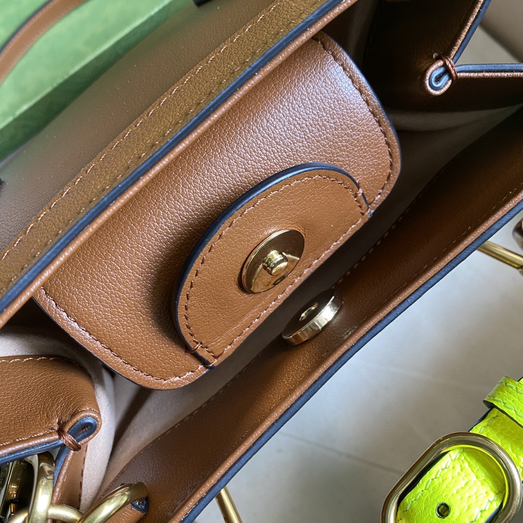 [True-to-ORIGINAL] Gvc*1 Diana Mini Tote Bag Brown For Women 8in/20cm GG 655661-17QDT-2582