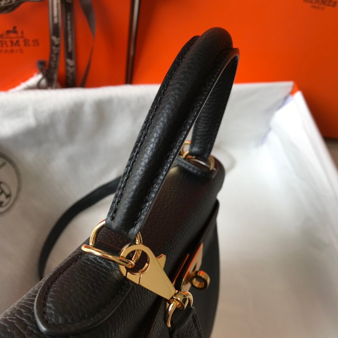 H**me5 Kelly 28 Retourne Togo Black Bag For Women, Women’s Handbags, Shoulder Bags 11in/28cm