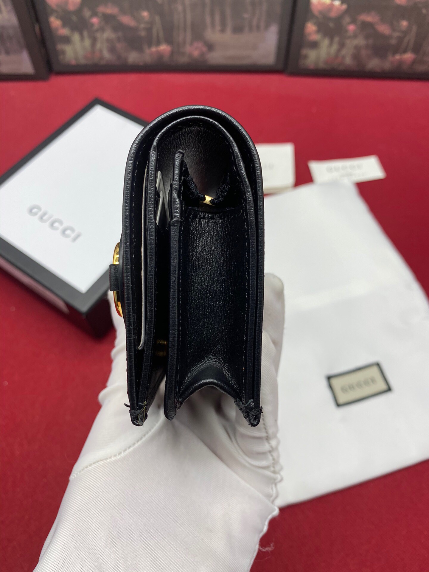 Gvc*1 Horsebit 1955 Card Case Wallet Black Women’s Wallet 11cm/4.3in GG 621887 0YK0G 1000