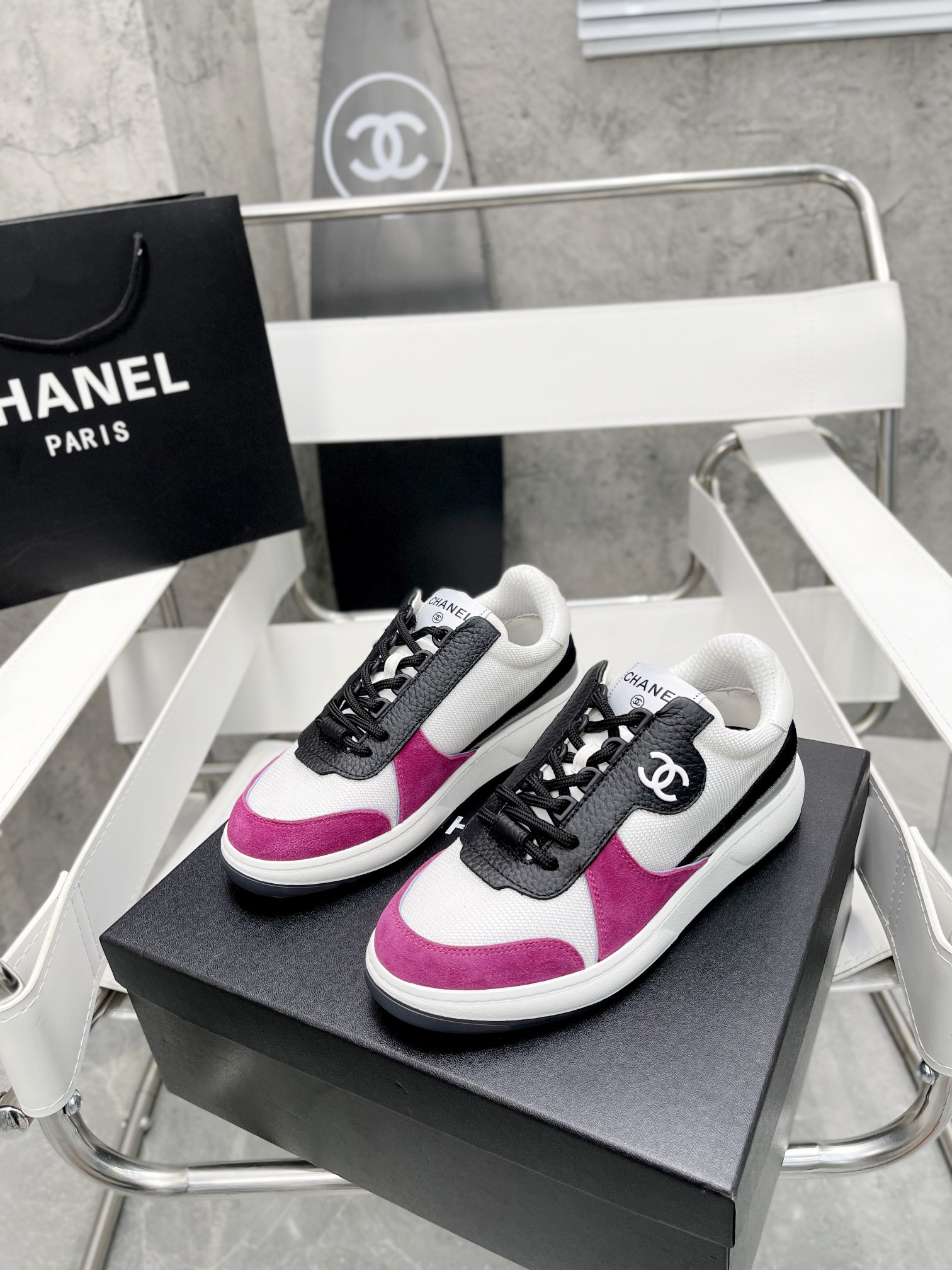 Ch**el Sneakers White/Rosy For Women, Women’s Shoes