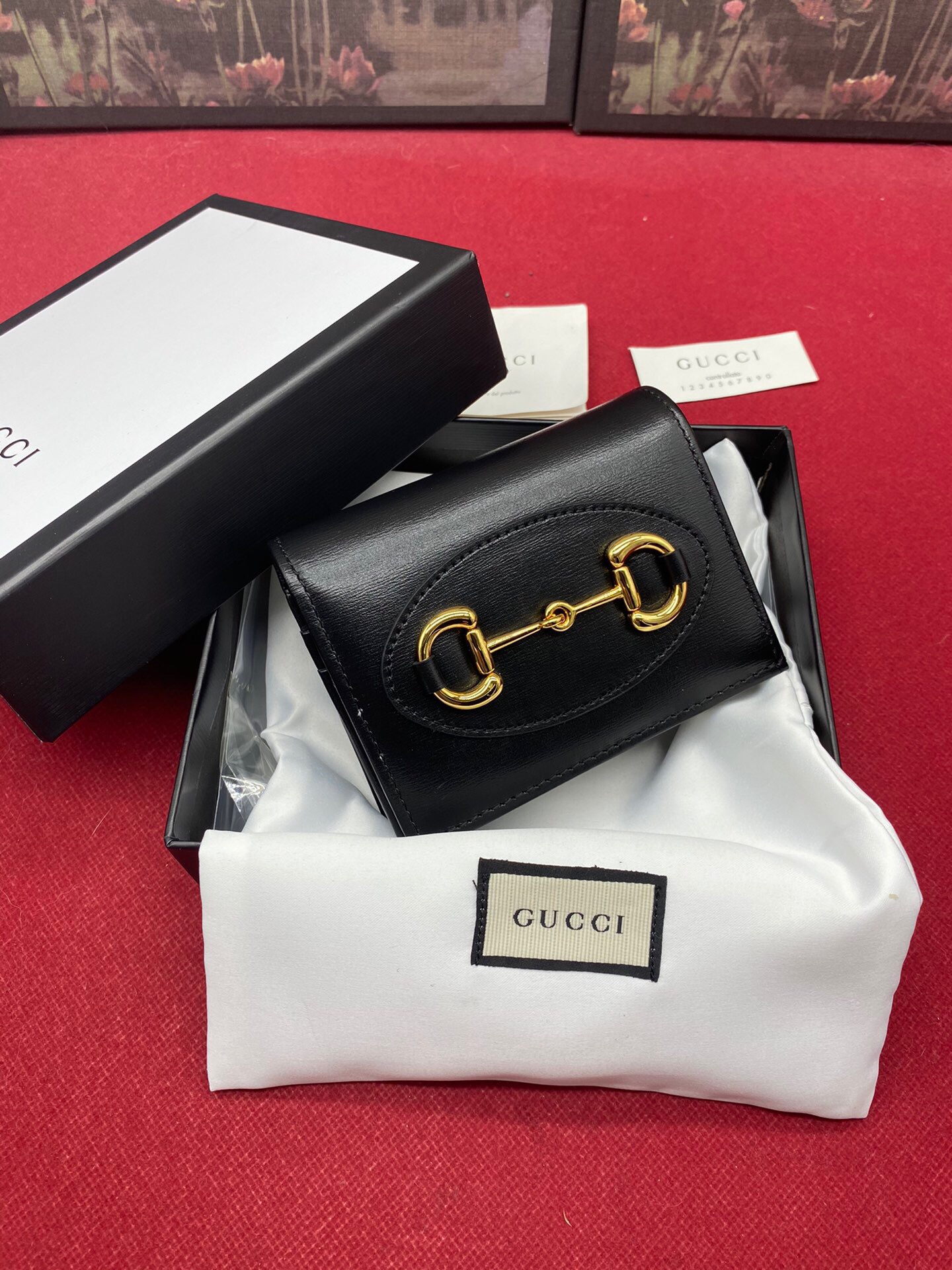 Gvc*1 Horsebit 1955 Card Case Wallet Black Women’s Wallet 11cm/4.3in GG 621887 0YK0G 1000