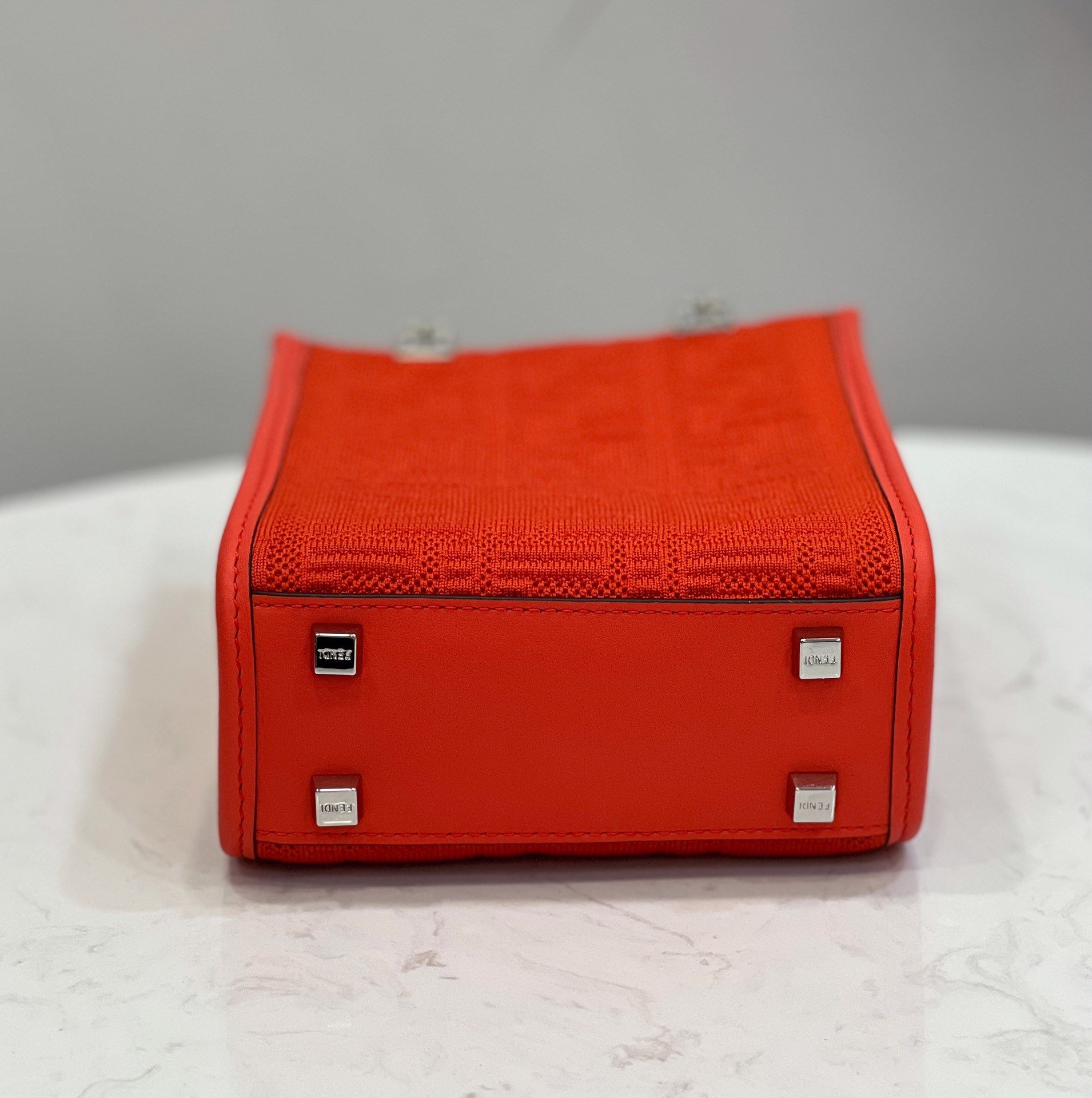 F**di Mini Sunshine Shopper Red For Women, Women’s Handbags, Shoulder And CrossBody Bags 7.1in/18cm FF 8BS051