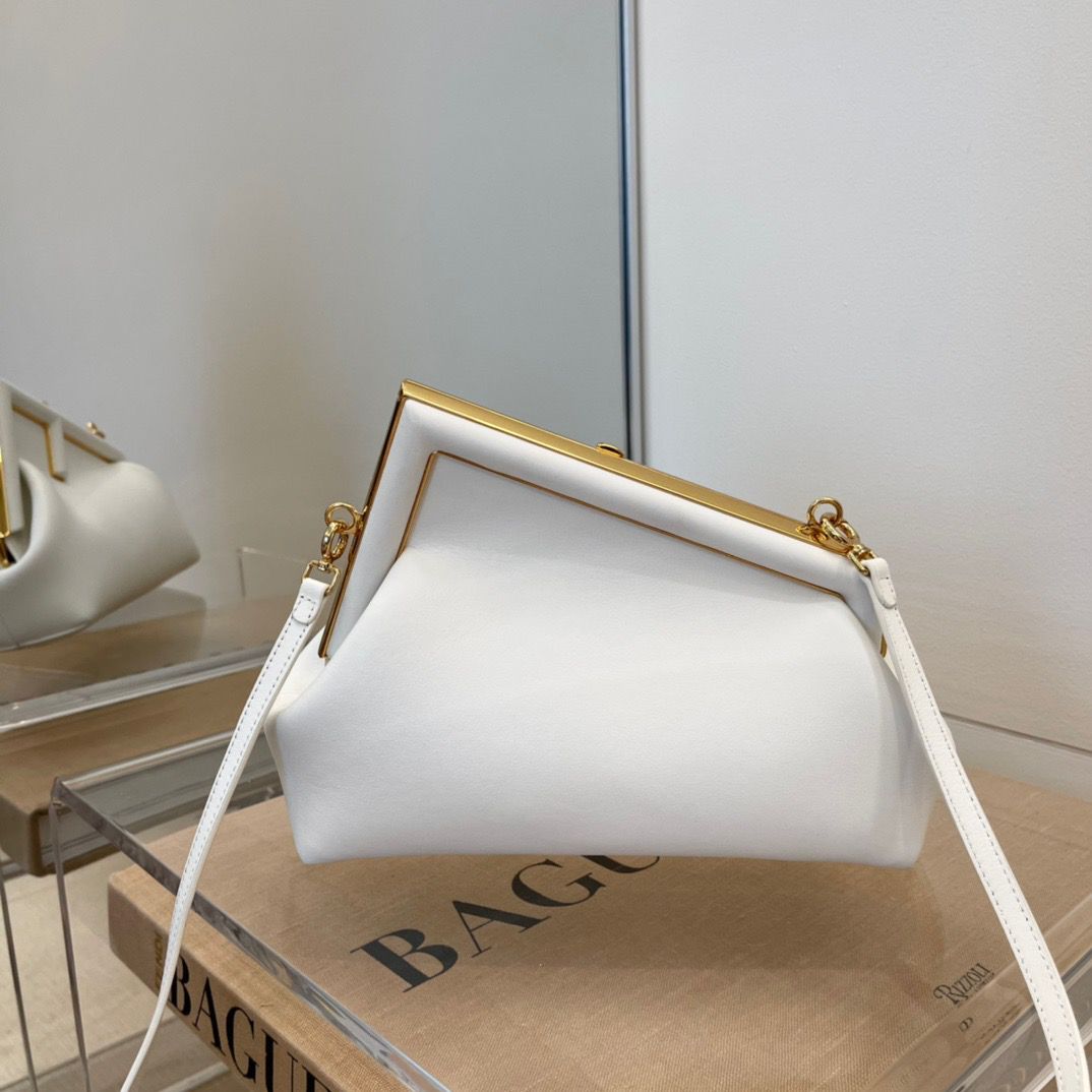 F**di First Small White For Women, Women’s HandBags, Shoulder And Crossbody Bags 10.2in/26cm FF 8BP129ABVEF1C76