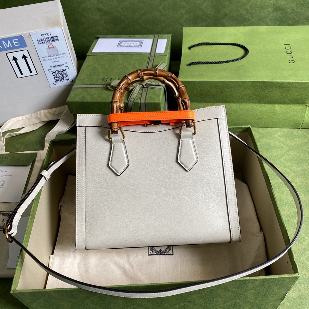 Gvc*1 Diana Medium Tote Bag White For Women 11in/27cm GG 702721 U3ZDT 9196