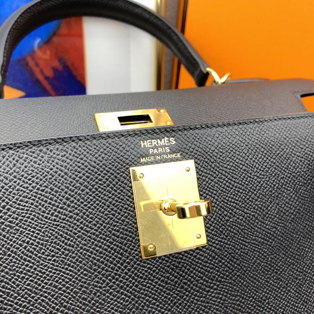 H**me5 Kelly 28 Sellier Epsom Black Bag For Women, Women’s Handbags, Shoulder Bags 11in/28cm