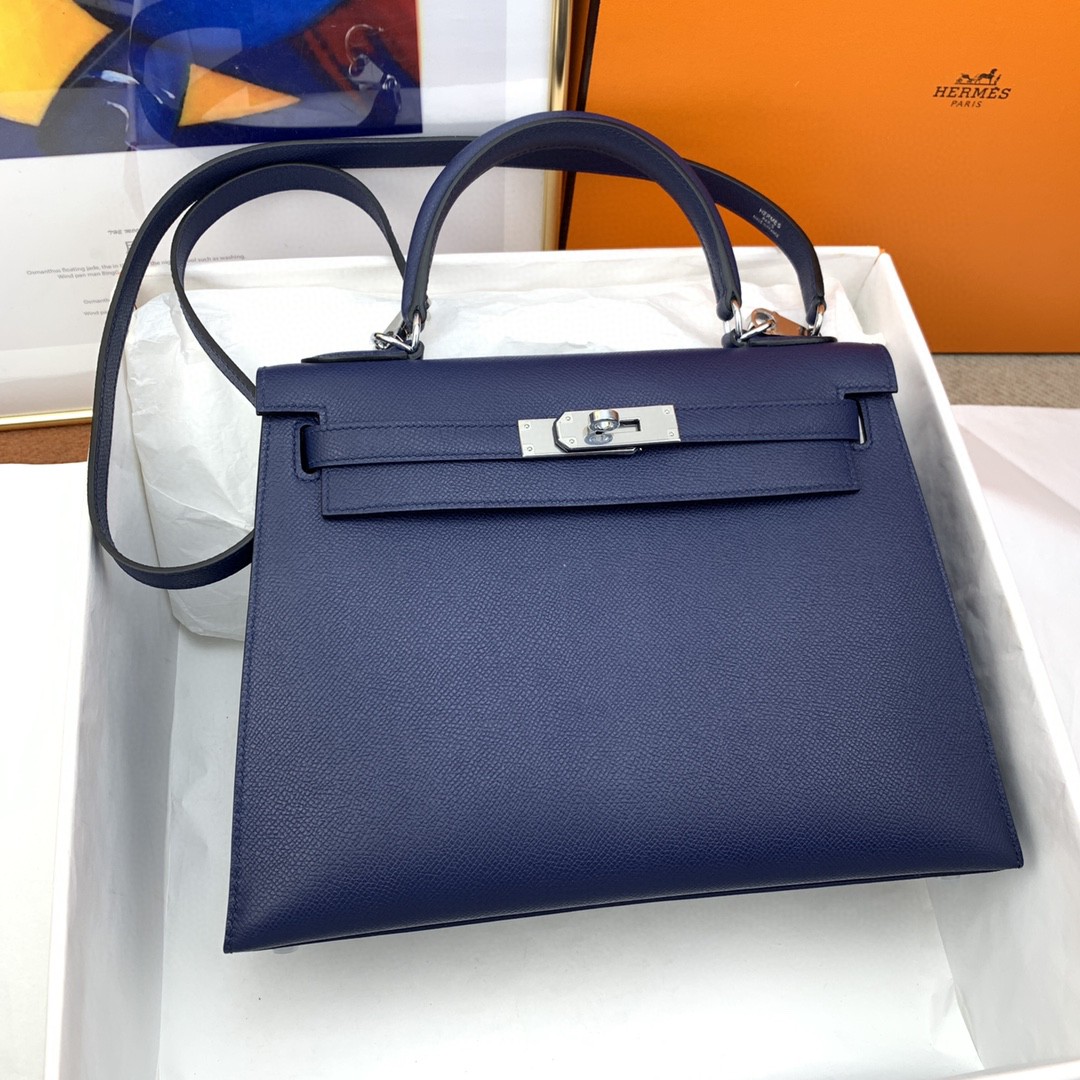 H**me5 Kelly 28 Sellier Epsom Blue Bag For Women, Women’s Handbags, Shoulder Bags 11in/28cm