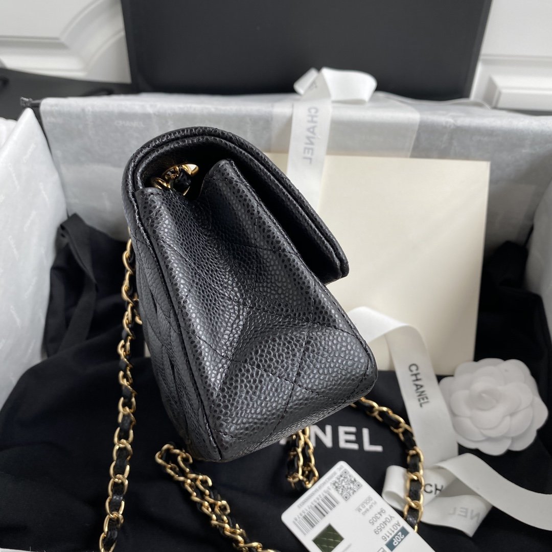 Ch**el Mini Classic Handbag Black For Women 20cm/7.9in