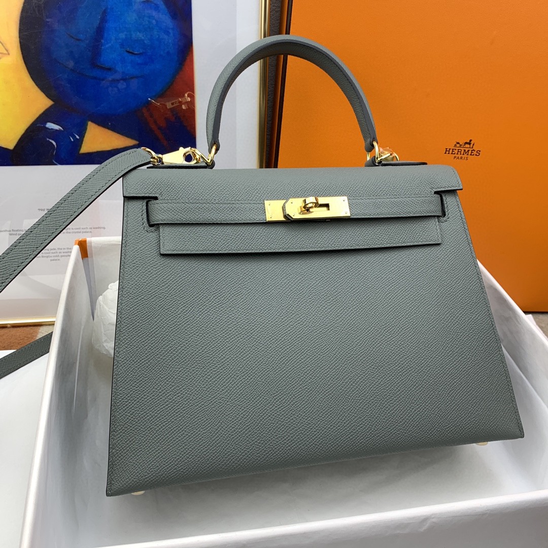 H**me5 Kelly 28 Sellier Epsom Grey Bag For Women, Women’s Handbags, Shoulder Bags 11in/28cm