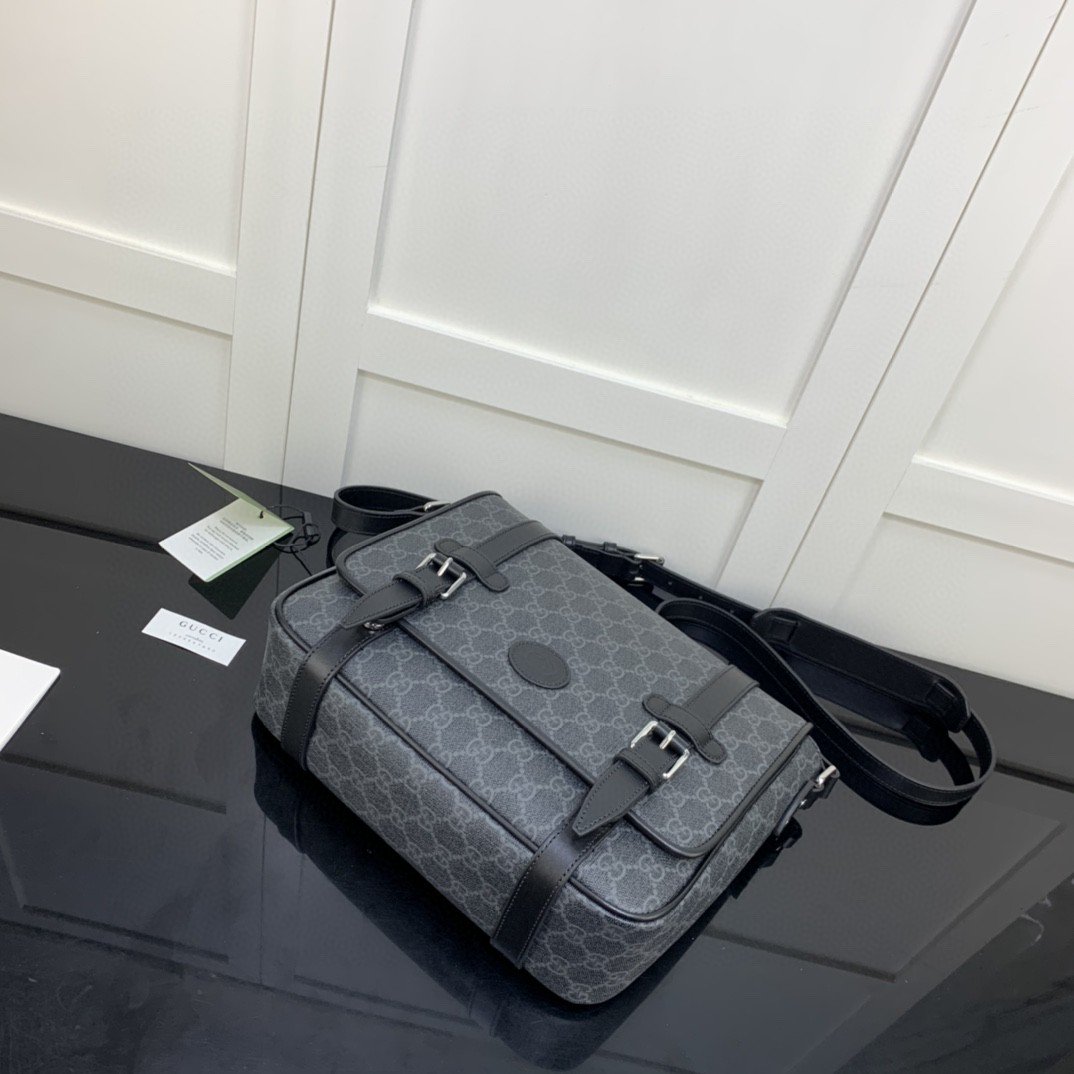 Gvc*1 Messenger Bag Black For Men 11in/28cm GG 658542 KGDHN 1000