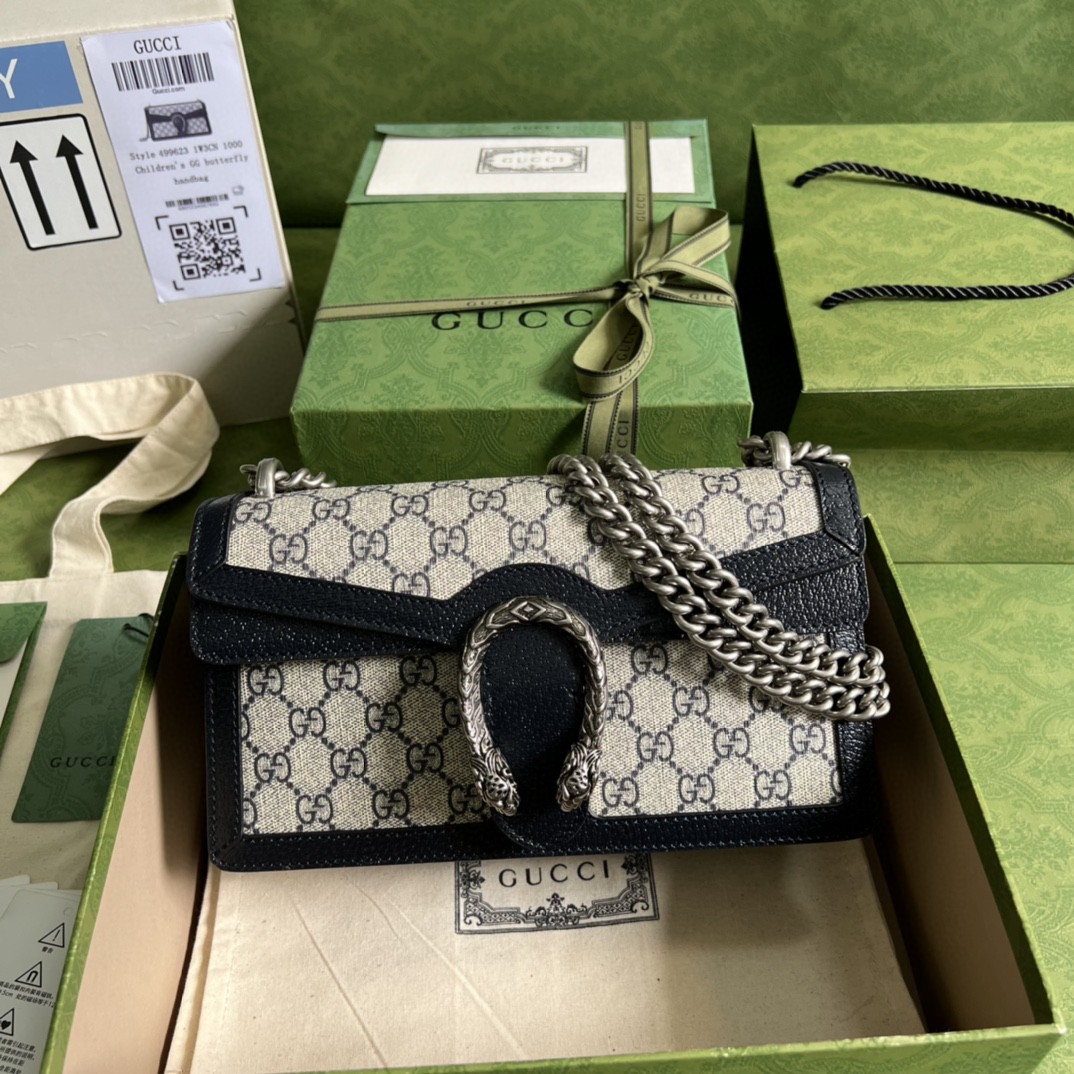 Gvc*1 Dionysus Small GG Shoulder Bag Beige And Blue GG Svp*me Canvas For Women 10in/25cm 499623 K9GSN 4075
