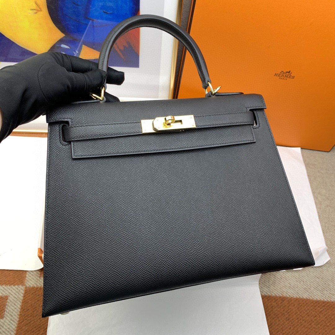 H**me5 Kelly 28 Sellier Epsom Black Bag For Women, Women’s Handbags, Shoulder Bags 11in/28cm